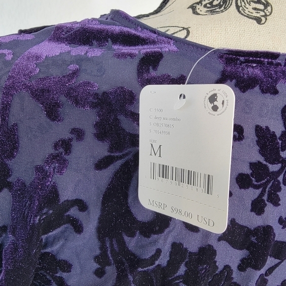 Free People Intimately M Magic Hour Bodysuit Deep Sea Velvet Whimsygoth New - Picture 8 of 8